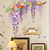 Autocollant mural Yanxi imperméable en PVC acrylique, imprimé numériquement à motifs floraux, finition brillante vernie, pour décoration murale DIY à la maison