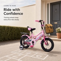 Vélo BMX pour enfants avec décalcomanie holographique rose, roues d'apprentissage, panier avant, porte-bagages arrière et garde-boue complets, pour garçons et filles, en stock, faible MOQ