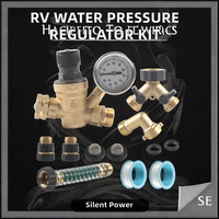 Kit de Válvula Reguladora de Presión de Agua para RV de 3/4'', Ajustable, de 10 Piezas, Tipo Empuje Manual, de Latón sin Plomo, para Autocaravanas