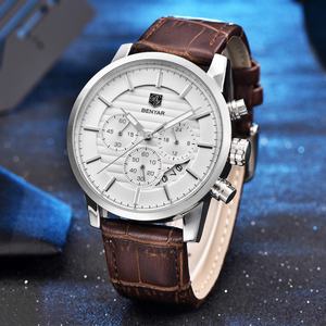 2025 Hot Sale Men Quartz <b>Watches</b> BENYAR 5104 43mm Leather Band Chronograph Casual Simple Quartz Wrist <b>Watch</b> - Product Image 3