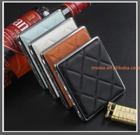 Prix usine 20 pièces étui à cigarettes en cuir étui à cigarettes trapu Portable matériau métallique porte-cigarettes Anti-pression
