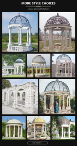 Gazebo in Marmo Europeo di Lusso con Colonne Romane e Cupola in Ferro Battuto per Giardini, Ville e Parchi - Product Image 6