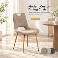 Chaise B2B à dossier en cuillère, structure en fer épais, assise en lin moelleux avec éponge haute densité, matériaux personnalisables, pour restaurants, achat en gros, service OEM