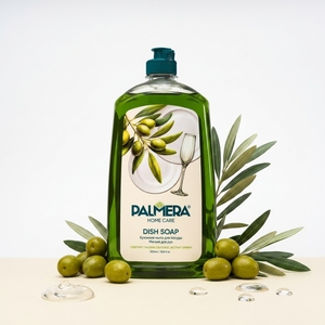 Líquido lavavajillas con grasa de oliva y fórmula para el cuidado de las manos, para ollas, platos y utensilios de cocina, 1 L, Palmera Home Care - Product Image 1