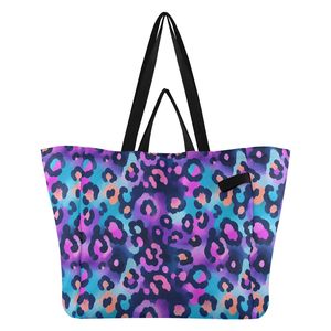 Sac de plage en toile pour la famille, grand format, durable, imperméable, lavable, avec imprimé léopard coloré, design personnalisé, pour les courses - Product Image 1