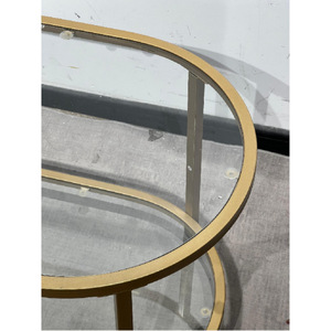 Mesa de centro de vidrio templado simple y moderna, adecuada para apartamentos pequeños y salas de estar, mesa de té de dos niveles, para hotel - Product Image 3