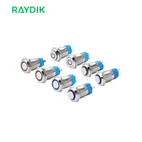 Interrupteur à bouton-poussoir miniature en acier inoxydable, 12 mm, 12 V, momentané, éclairé par LED, avec dessus surélevé
