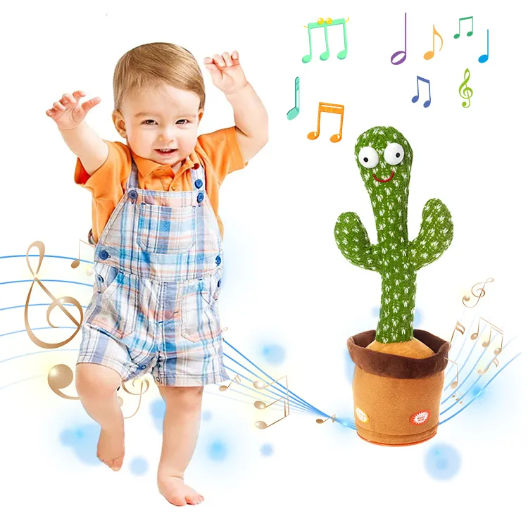 Low MOQ singing plush dancing cactus toy with light cactus baby cactus toy talking