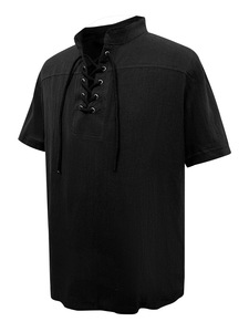 Costume da Cavaliere <span class=keywords><strong>Medievale</strong></span> all'Ingrosso, Camicia a Maniche Corte da <span class=keywords><strong>Uomo</strong></span>, Stile Gotico Pirata per Halloween - Product Image 2