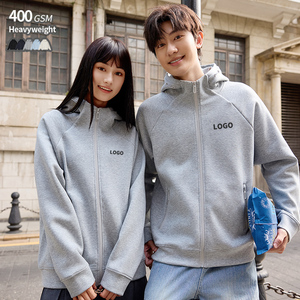 Sudadera con capucha de alta calidad, 400 g/m², gruesa, con cuello alto, estilo raglán, para invierno, unisex, estilo urbano, con spandex, personalizada con impresión OEM y cierre de cremallera. - Product Image 1