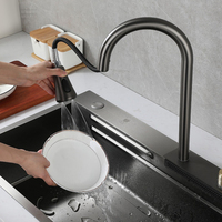 Évier de cuisine multifonction en acier inoxydable avec bac d'égouttage et panier cascade avec plateau