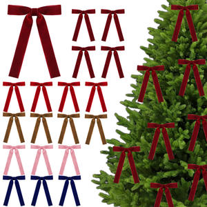 Noeuds de Noël en velours rouge 13cm*18cm, décorations festives pour l'arbre de Noël, décorations de vacances et cadeau portable - Product Image 1