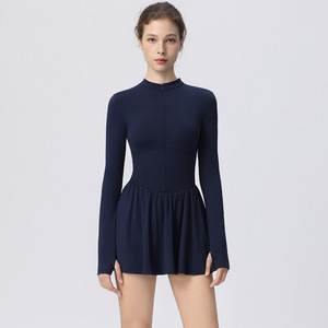 Đầm tennis chống nắng, áo thể thao nữ Aoyema, thiết kế cổ đứng, tay dài, dành cho chạy bộ ngoài trời, cầu lông. - Product Image 5