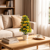 Petit arbre artificiel en forme de tournesol avec piquet de fixation au sol, assemblage en 2 parties, sans pot, décoration florale pour jardin, pelouse, cour, terrasse