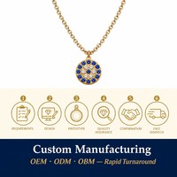 Collier Pendentif en Acier Inoxydable Plaqué Or 18K avec Zircon Bleu, Bijoux Anti-ternissement, Vente en Gros, Prêt à Expédier