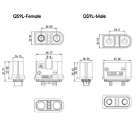 QS9L F M High Current Connector 160A 500V DC Anti Spark Gold Plated Terminal Lithium Battery Intelligent Robot Power Plug
