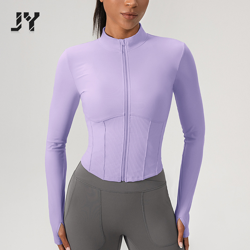 JY Hot Selling Tight Zipper Running Sports Top, Slimming Stand Collar Quick Drying Running Women's Yoga Top for Sports