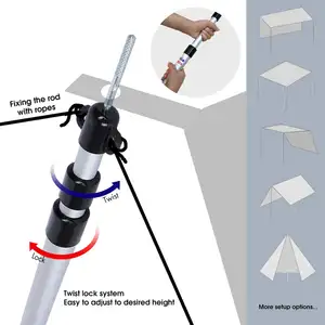 Adjustable Tent Pole Wholesale 2.3m 2.5m 2.8m Telescopic Aluminum Tarp Pole Adjustable Tent Pole