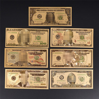 Billet de Banque Artisanat Plaqué Or Monnaie Personnalisée Dollar Américain Euro Feuille d'Or Pure avec Impression Couleur pour Collection