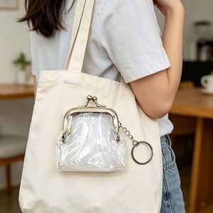 Mini Eco-Friendly Fashion Clear PVC Coin Purse <b>Keychain</b> Cable Organizer Snap Button Pouch for Keys Earphones Travel Wallet - Product Image 3