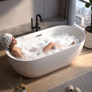 Baignoire autoportante moderne en acrylique blanc <span class=keywords><strong>avec</strong></span> chauffage à température constante et massage à bulles pour salles de <span class=keywords><strong>bain</strong></span> de maison, hôtel et villa - Product Image 2