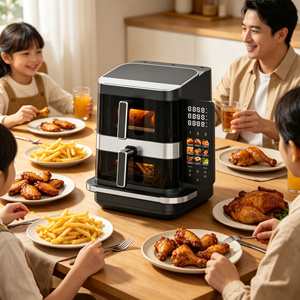 Friggitrice ad Aria 3-in-1 Anbolife con Doppio Cestello e Forno per Pizza da 10 Pollici, Friggitrice ad Aria Grande da 10L, 2800W, <span class=keywords><strong>12</strong></span> Menu Preimpostati, Antiaderente Senza Olio - Product Image 6