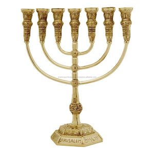 Menorá Judía de Hanukkah de Metal Chapado en Oro Shah, Diseño de Estrella de 9 Brazos, Tamaño Personalizado para Decoración del Hogar y Navidad - Product Image 3