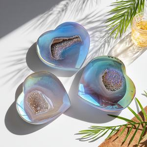 หินคริสตัลรูปหัวใจทรงจีโอดอัญมณีอาเกตสไตล์โบฮีเมียนขัดเงาคุณภาพสูงสำหรับตกแต่งบ้านและเป็นของขวัญ - Product Image 1