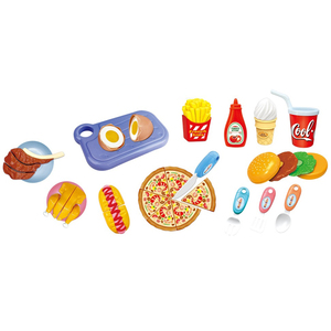 Ensemble de jouets à découper pour enfants, thème Hamburger, fruits de mer et légumes, 18-20 pièces avec panier de dessin animé, jouet éducatif pour jeu d'imitation alimentaire, cadeau - Product Image 1