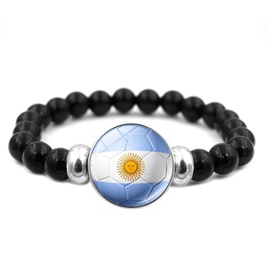 Bracelet unisexe en perles de verre soufflé et pierres naturelles, motif drapeau national et football, élastique à pression, <span class=keywords><strong>pour</strong></span> <span class=keywords><strong>homme</strong></span>, collection 2026 - Product Image 4