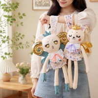 Adorable Poupée en Peluche Fille Corne de Bœuf, Douce et Moelleuse, avec Bracelet Slap et Oreilles, Jouets en Peluche Personnalisés, Fabricant OEM ODM, Cadeau