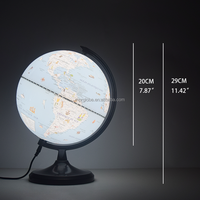 Globe terrestre de dessin animé de 20 cm, cadeau éducatif, style bleu avec lumière LED, design de dessin animé, globe terrestre de dessin animé