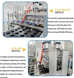दिनांक प्रिंट के साथ स्वचालित दूध चाय सीलिंग मशीन कप प्लास्टिक कप सीलर मशीन