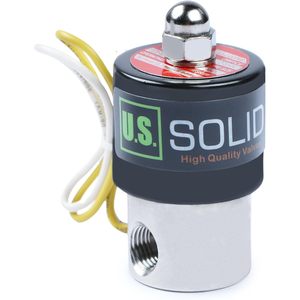 États-Unis Vanne solénoïde électrique en acier inoxydable massif de 1/4 po, 110 V CA, normalement fermée, Viton - Product Image 1