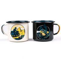 Mug à café en émail blanc personnalisé de 7 cm avec poignée, en acier, pour le camping
