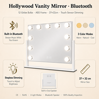 Espejo de Vanidad Grande con Iluminación, Altavoz Bluetooth, Vista Panorámica, Doble Táctil, 3 Colores Atenuables, Espejo de Regalo para Dormitorio, OEM