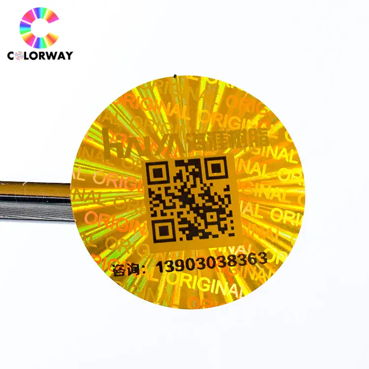 genuine authentication original warranty Gold Silver rainbow security QR code self adhesive 2D 3D hologram sticker/card/ticket