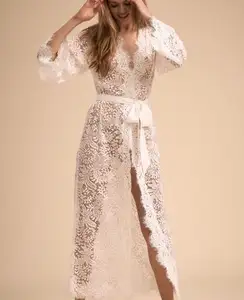 8146 mode Braut Spitze Robe für Hochzeit Morgen Party