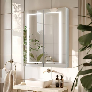 <span class=keywords><strong>Armoire</strong></span> <span class=keywords><strong>de</strong></span> salle <span class=keywords><strong>de</strong></span> bain <span class=keywords><strong>avec</strong></span> miroir LED <span class=keywords><strong>et</strong></span> interrupteur tactile, grande capacité <span class=keywords><strong>de</strong></span> rangement - Product Image 1