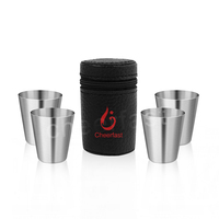 Support pour ajouter votre logo Emballage en cuir PU Ensemble de verres à vin Étui de transport Camping en plein air Voyage Tasse à whisky