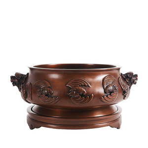 Quemador de incienso de cobre con cabeza de león y diseño auspicioso, decoración religiosa para el hogar, base de 14 mm incluida - Product Image 4