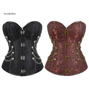Espinha de osso de aço de couro, lindo corset retrô gótico