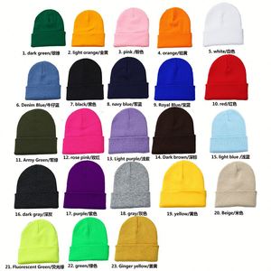 Bonnets tricotés unisexes, couleur unie, automne-hiver, bonnet vierge de haute qualité, chaud, personnalisable, broderie de logo sur mesure - Product Image 2