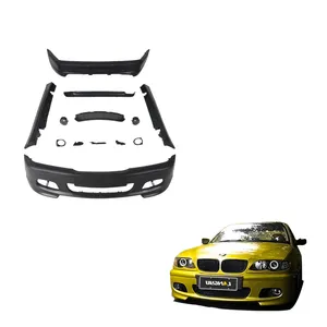 Langyu Auto Modify Body Parts 3 series E46 MT Style Front Rear Bumper Kits PP Plastic Bodykit For BMW E46 Body Kit