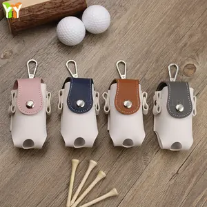 Portable Tee Holder Gift Storage Gym Golf Ball Bag Sports Hanging PU Leather Golf Waist Pouch