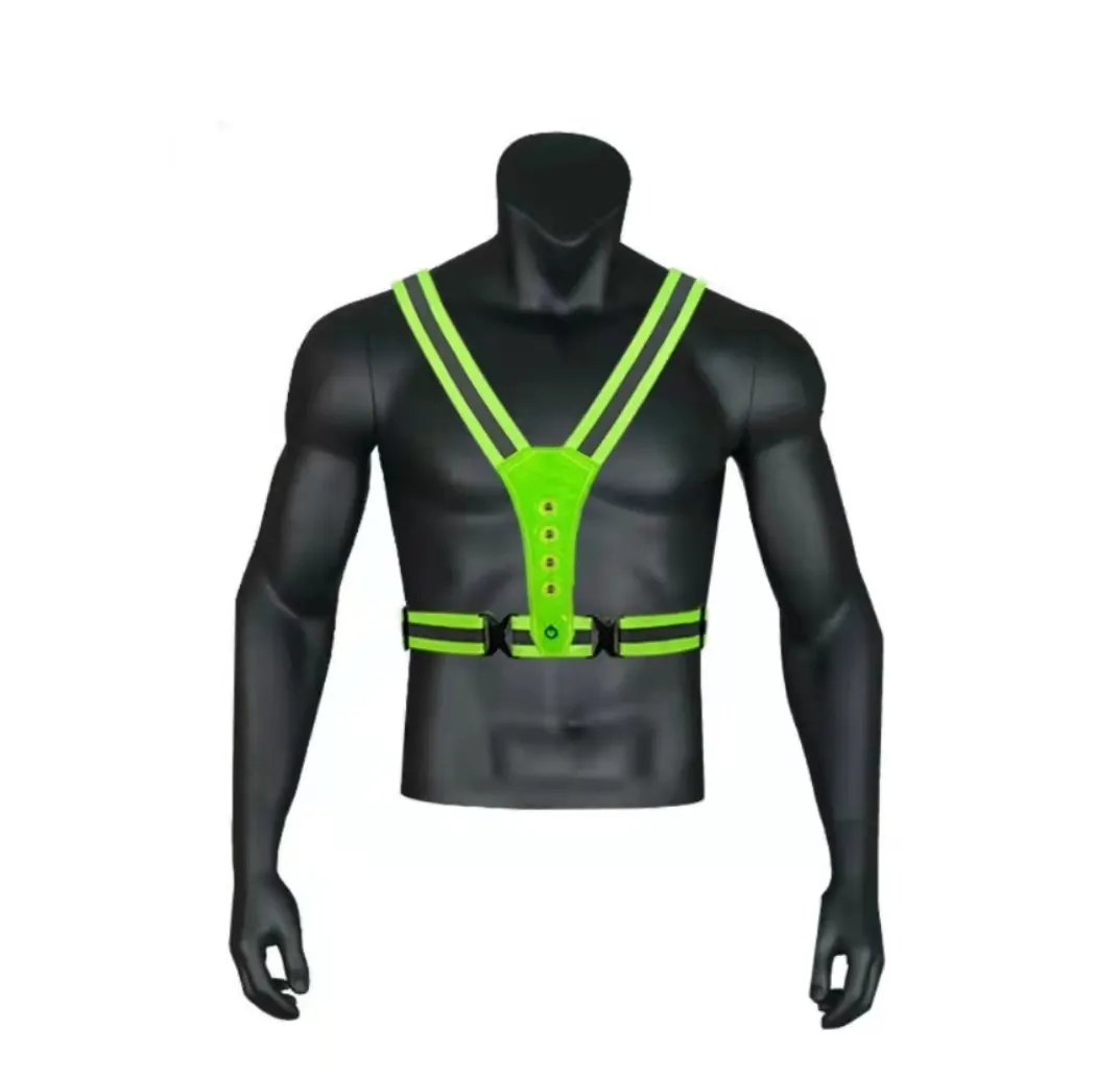 Led Lighted Safety Vest High Visibility Breathable Adjustable Flashing LED Light Reflective Safety Elastic Vest Belt Strap For Outdoor Running Sports