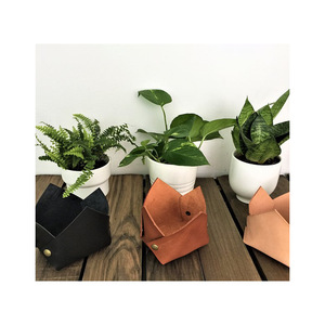 Pots à fleurs en cuir en gros, décorations de pots à fleurs de style minimaliste moderne, décorations de jardin créatives de couleur unie - Product Image 5