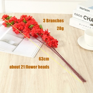 <span class=keywords><strong>Fleur</strong></span> <span class=keywords><strong>de</strong></span> pêche artificielle en soie, vente en gros, 3 Branches <span class=keywords><strong>de</strong></span> fleurs <span class=keywords><strong>de</strong></span> cerisier rose blanc pour décor <span class=keywords><strong>de</strong></span> mariage - Product Image 4