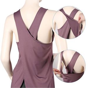 Custom Women's Quick Dry Gym Vest Short Length Knitted Yoga <b>Top</b> for Fitness Workout <b>Cross</b> Back Sleeveless Sports Tank <b>Top</b> - Product Image 5