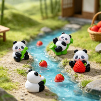 Figurine de panda en PVC, accessoire décoratif, petite, avec pousses de bambou, ornement de bureau MYD2026110, à partir de 7 ans, emballage d'origine